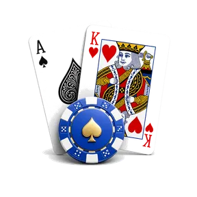 Značka blackjacku s kartami a žetónom