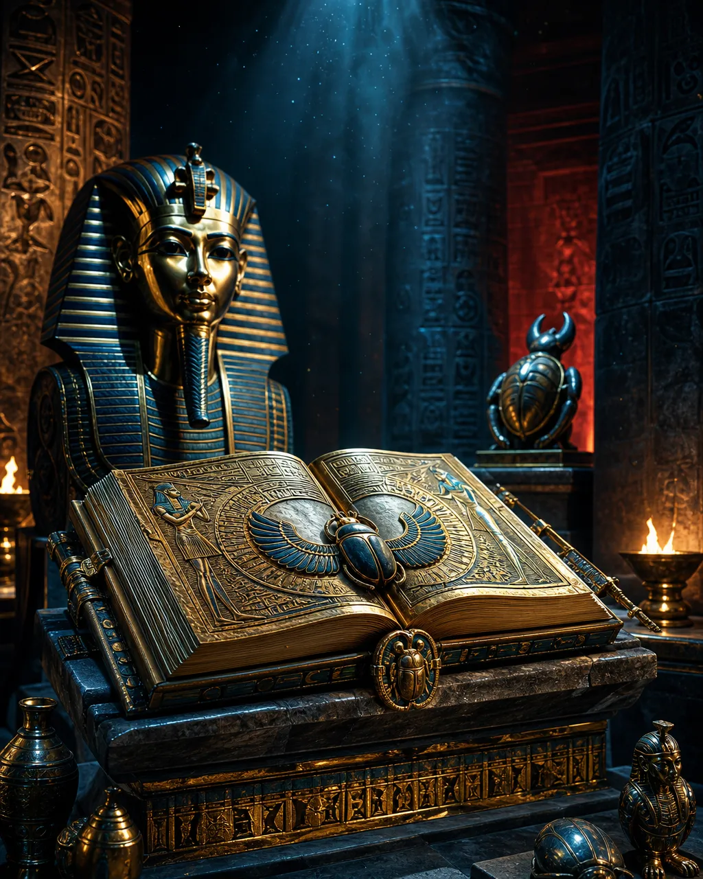 Obal automatu Book of Dead so zlatou knihou a hieroglyfmi