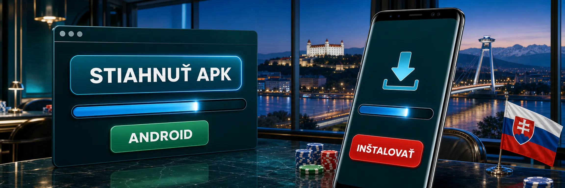 Obrazovka Androidu so sťahovaním oficiálneho APK 22Bet a povolením inštalácie